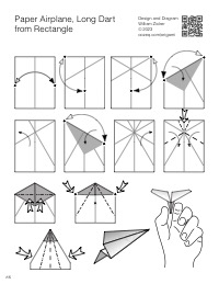 Oozeq Paper Airplane, Long Dart, from One Rectangle